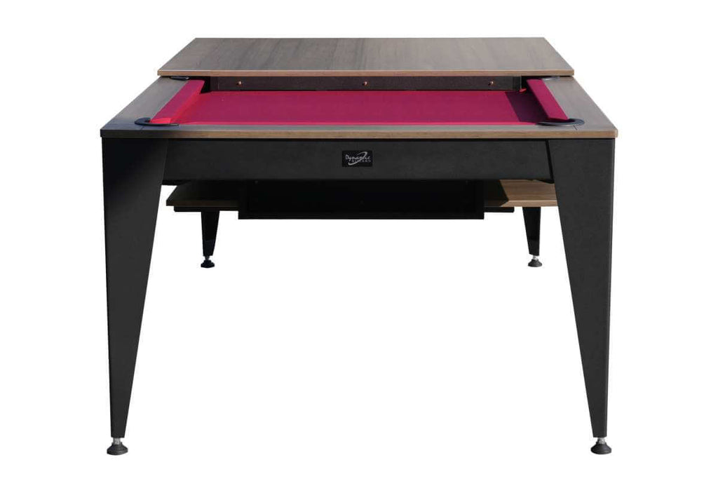 Dynamic Vancouver III American 7ft Pool Table in Black/Brown finish with red cloth, close view