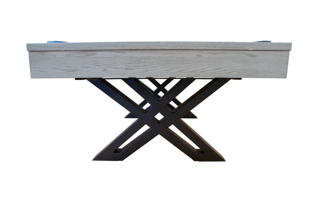 X-frame metal leg detail on the Dynamic X-Con 8ft pool table