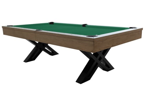 Dynamic X-Con 8ft American slate bed pool table in grey oak with yellow-green cloth
