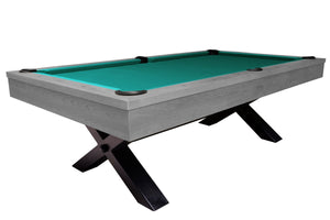 Dynamic Xray 8ft pool table in grey oak with yellow-green club cloth