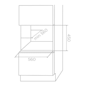 Veritas BI24 dimension drawing showing 450mm height and 560mm width