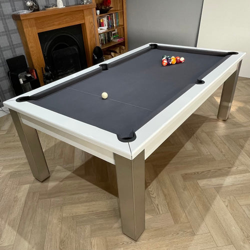 FMF Elixir slate bed pool dining table in Gloss White
