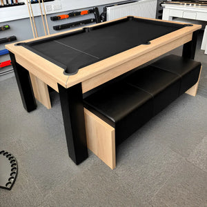 FMF Elixir slate bed pool dining table in Nebraska Oak