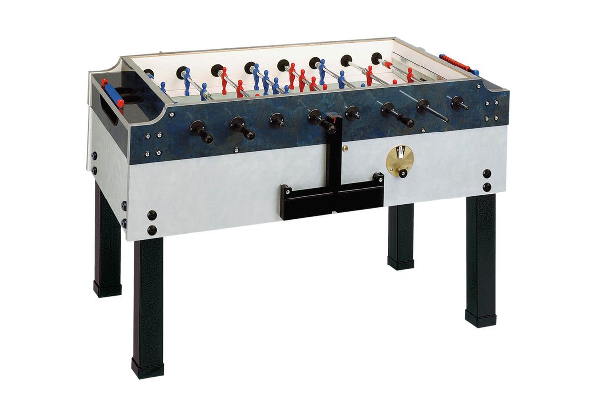 Garlando Olympic Outdoor coin operated football table in blue with glass top