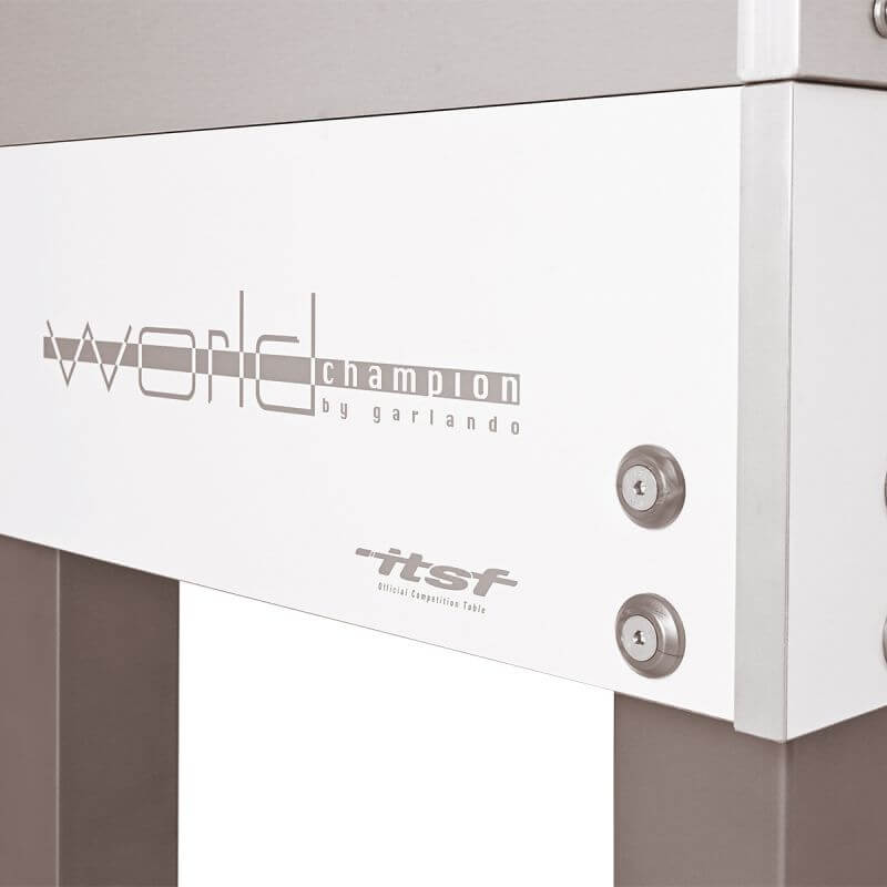 Garlando World Champion ITSF 2.0 cabinet branding close-up