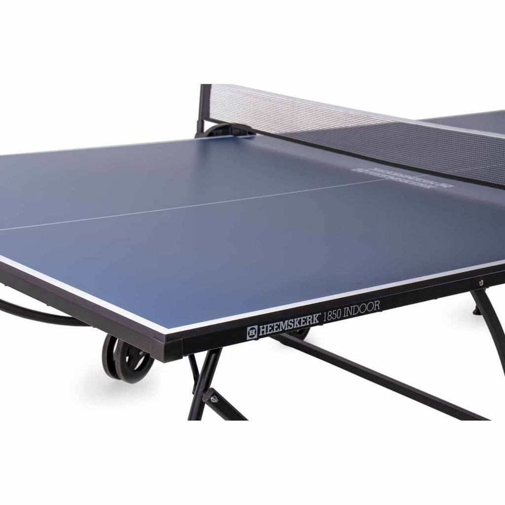 Blue top and edge trim of the Heemskerk 1850 indoor table tennis table