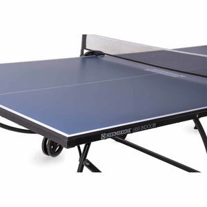 Blue top and edge trim of the Heemskerk 1850 indoor table tennis table