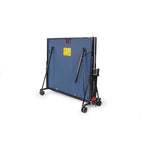 Blue Heemskerk 2250 indoor table tennis table folded upright for storage