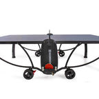 Bat holder and wheels on the frame of the Heemskerk 2250 indoor table tennis table