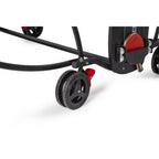 Wheel and red brake on the Heemskerk 2250 indoor table tennis table