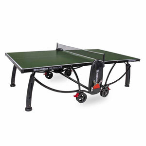 Green Heemskerk 2300 outdoor table tennis table with net, bat holder and wheels