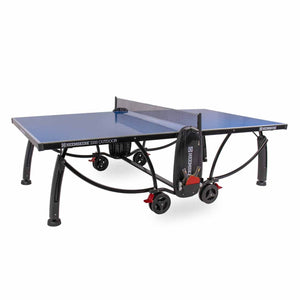 Blue Heemskerk 2300 outdoor table tennis table with net, bat holder and wheels