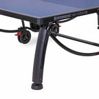 Leg and wheel of the blue Heemskerk 2300 outdoor table tennis table