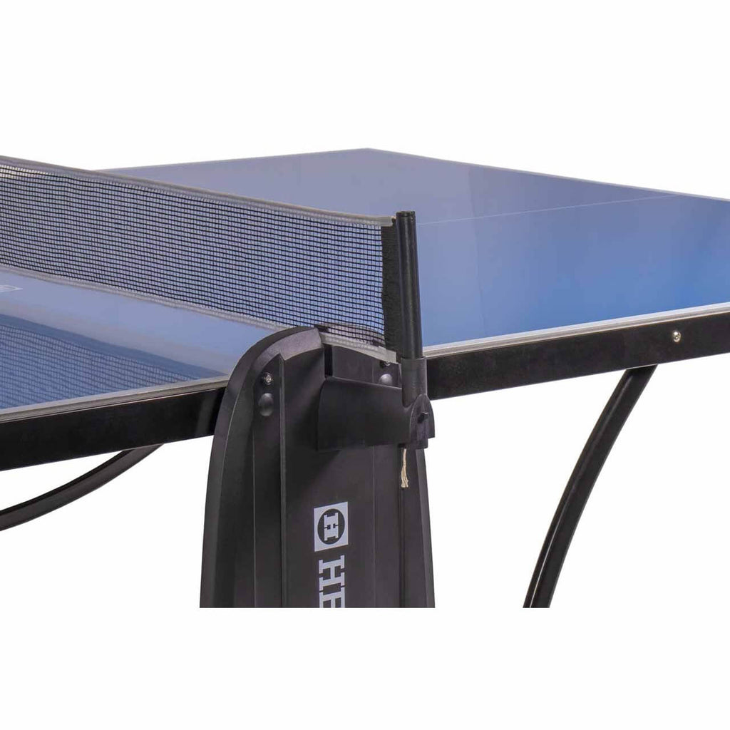 Net post on the blue Heemskerk 2300 outdoor table tennis table