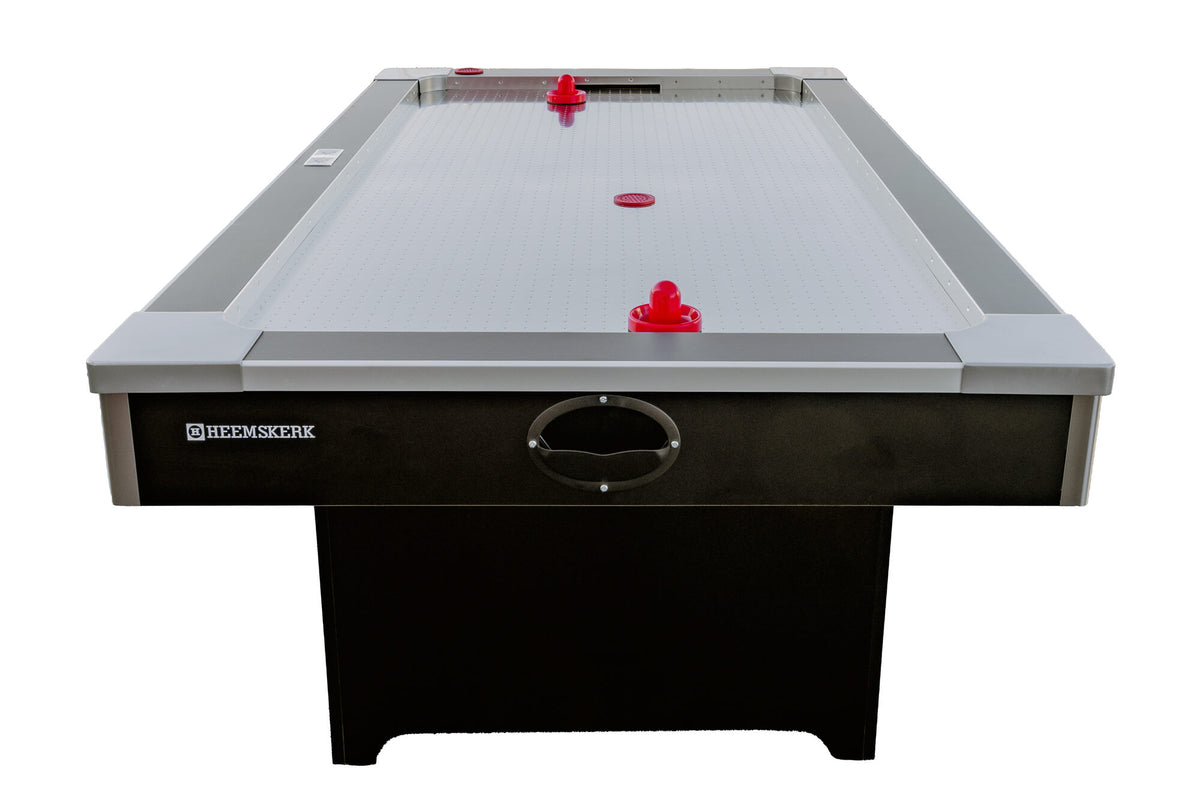 End view of the Heemskerk Coliseum air hockey table with puck return slot