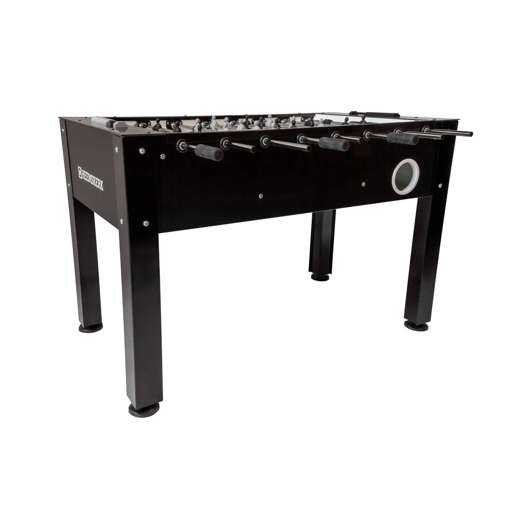 Heemskerk King Pro NTVB competition foosball table with black cabinet and steel legs