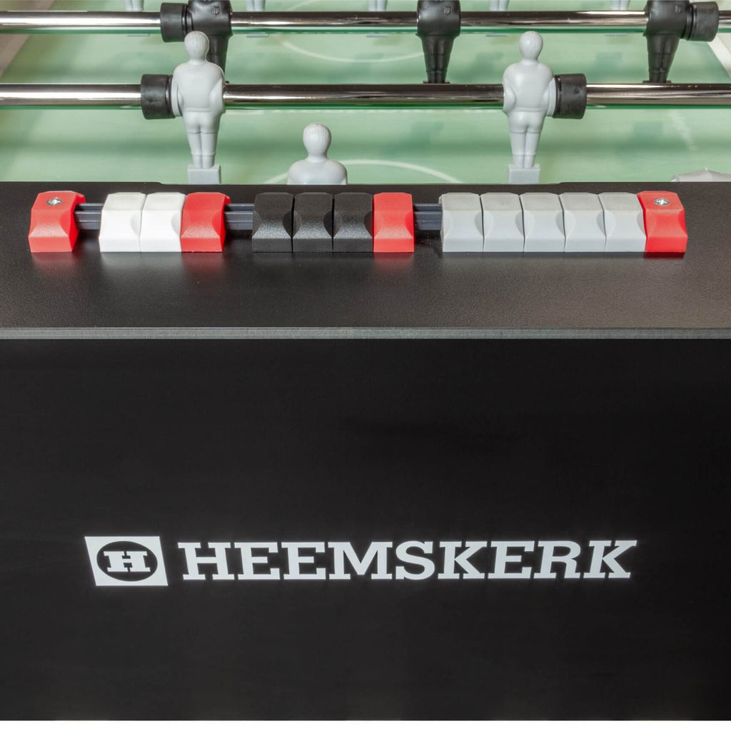 Bead score counter above the Heemskerk logo on the King Pro foosball table