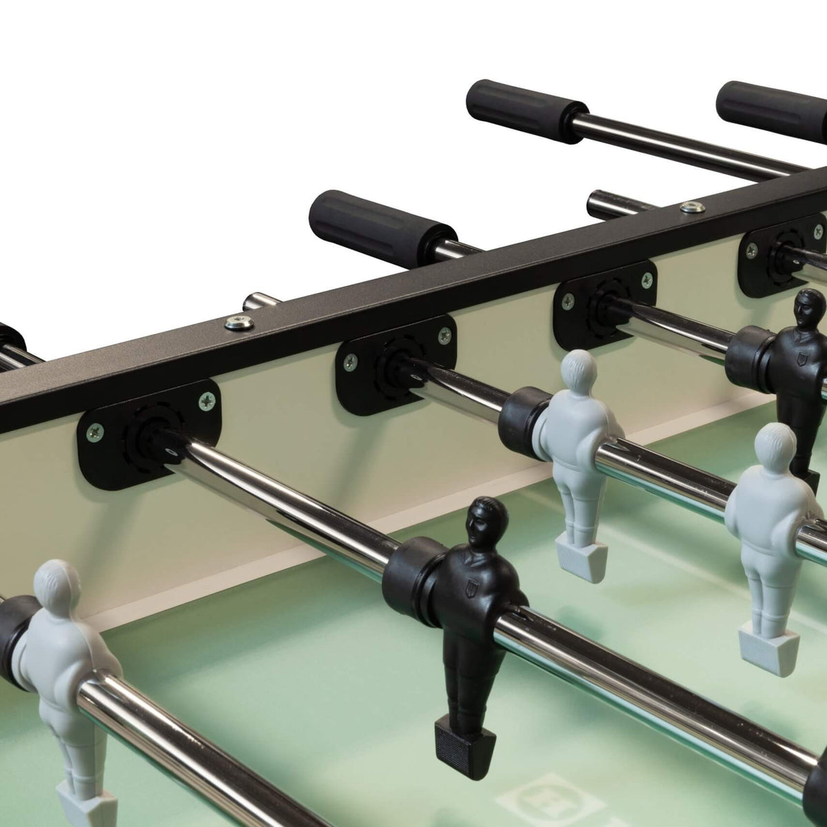 Rods, handles and players on the Heemskerk King Pro competition foosball table
