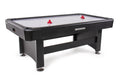 Heemskerk Masterplay 6.5ft air hockey table in black with red pushers on the playfield