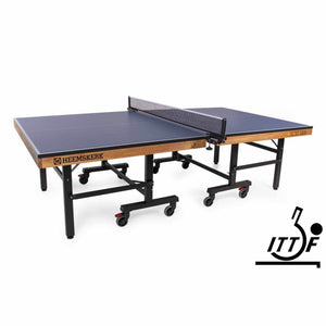 Blue Heemskerk Novi 2400 ITTF approved table tennis table with net and wheels