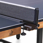 Net post clamped to the Heemskerk Novi 2400 table tennis table