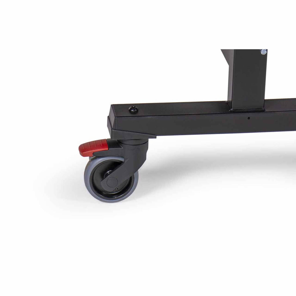 Swivel castor with red brake on the Heemskerk Novi 2400 table tennis table