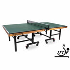 Green Heemskerk Novi 2400 ITTF approved table tennis table with net and wheels