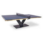 Heemskerk Office 3000 table tennis meeting table with blue top, net and V-shaped base