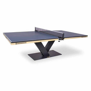 Heemskerk Office 3000 table tennis meeting table with blue top, net and V-shaped base