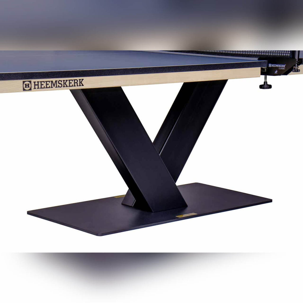Black V-shaped pedestal base of the Heemskerk Office 3000 table tennis meeting table