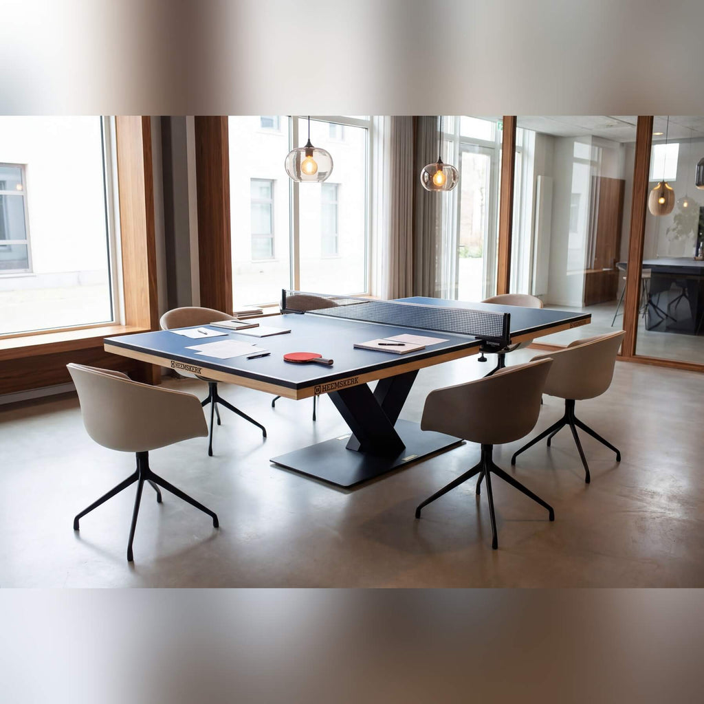 Heemskerk Office 3000 table tennis table set up as a meeting table with chairs