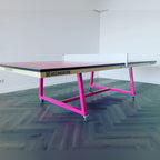 Heemskerk Office 3500 table tennis meeting table with a pink frame on a wooden floor