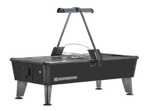Heemskerk Parthenon coin operated air hockey table in black with arched digital scoreboard