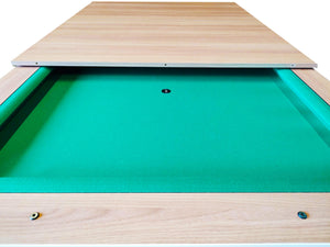 Walnut cover plate partly removed to show the green cloth of the Heemskerk Richmond