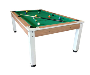 Heemskerk Richmond Walnut pool table with a white base, walnut panels and green cloth
