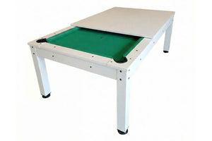 Heemskerk Richmond pool table dining table in matte white with green cloth