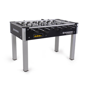 Heemskerk Soccer School football table with black cabinet and silver legs