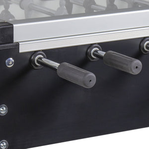 Handles and cabinet corner of the Heemskerk Soccer School Cover football table