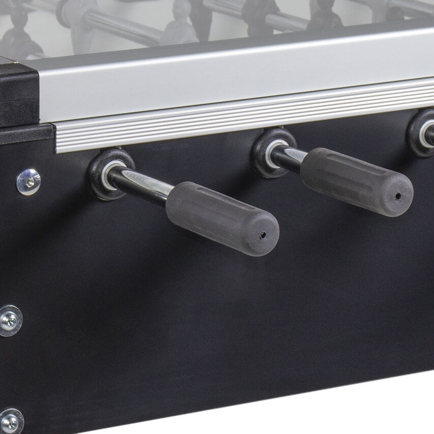 Handles and cabinet corner of the Heemskerk Soccer School Cover football table