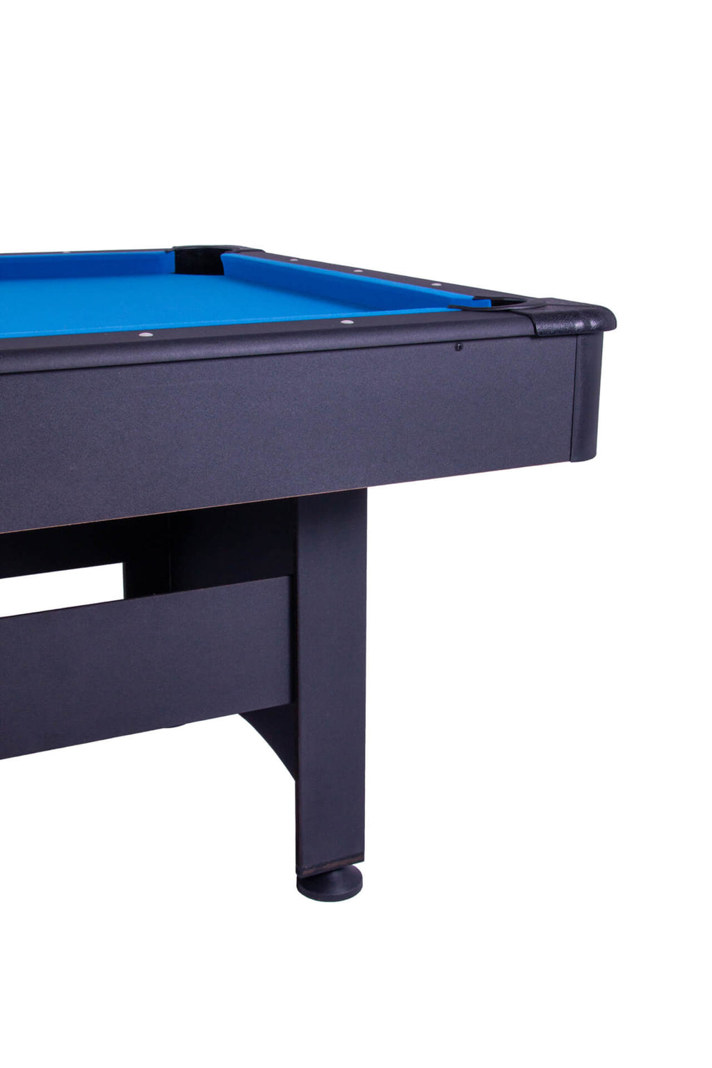 Side of the Heemskerk Solid Feet pool table showing its sturdy black leg