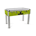 Heemskerk Sunshine outdoor football table with lime green cabinet and glass cover