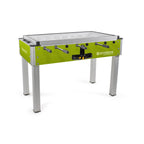 Heemskerk Sunshine outdoor football table with lime green cabinet and glass cover