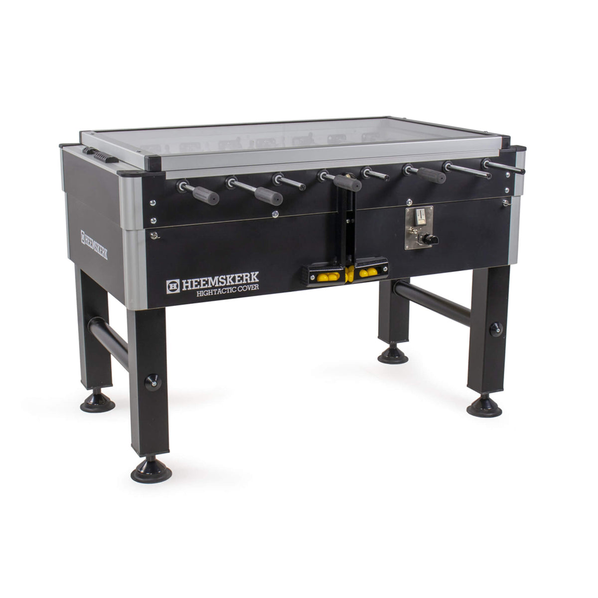 Heemskerk High TacTic Cover football table with clear cover and coin mechanism