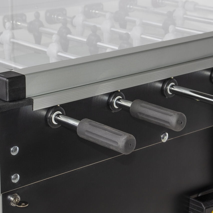 Handles and ball tray on the Heemskerk High TacTic Cover football table