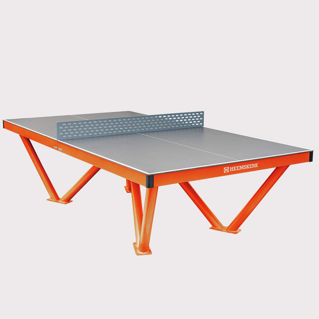 Heemskerk Tango outdoor table tennis table with grey top and orange frame