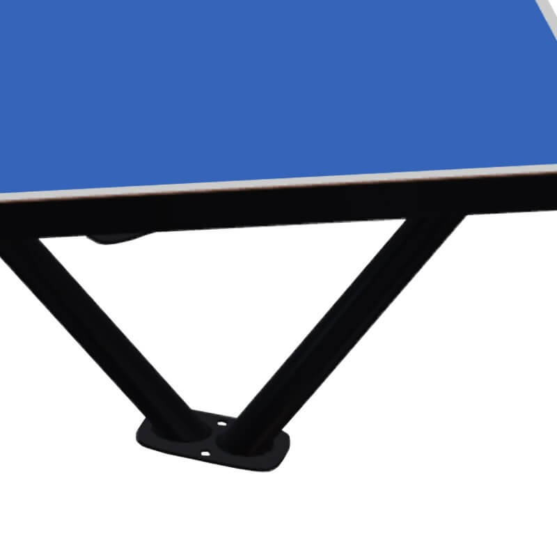 V-shaped steel leg of the Heemskerk Tango outdoor table tennis table