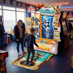 Hero of Robots kids motion arcade machine in a UK seaside arcade with a child playing
