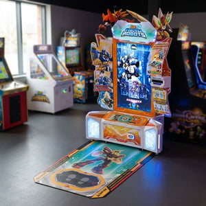 Hero of Robots arcade machine glowing in a family entertainment centre
