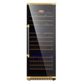 Kaiser Art Deco 3 zone wine cooler in anthracite black with antique gold fittings, front view