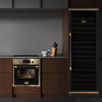 Kaiser Art Deco 3 zone wine cooler in a kitchen beside an oven